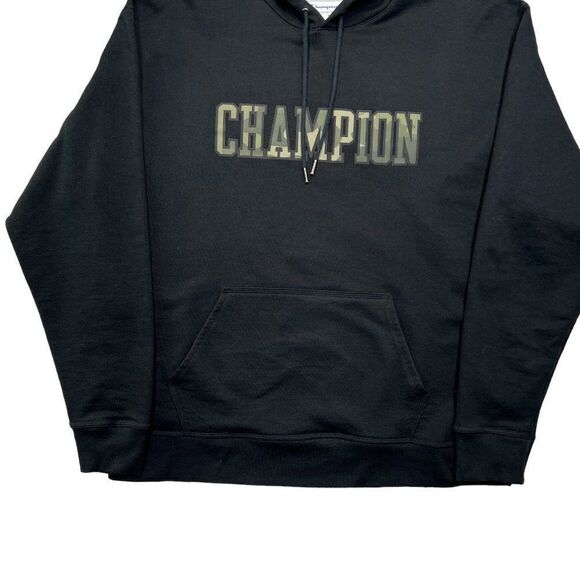 Champion Men's‎ Powerblend Black Camouflage Pullover Hoodie - Picture 4 of 10